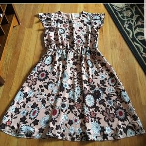 Loft pink  floral dress XL/ 16